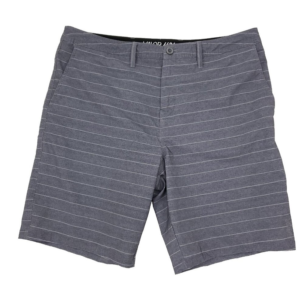Valor Hybrid Shorts Mens 36x9" Gray Pockets Board Swim Trunks Quick Dry Striped